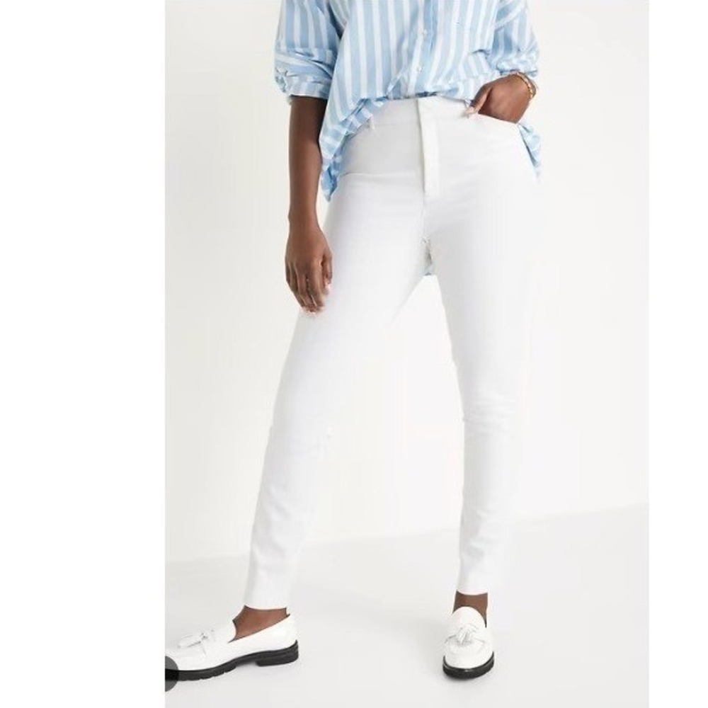 Old Navy Women's Size 6 High Rise Pixie Ankle Pant Skinny White Stretch Cotton